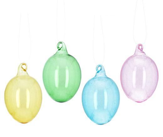 Gisela Graham Glass Coloured Eggs - Set of 4