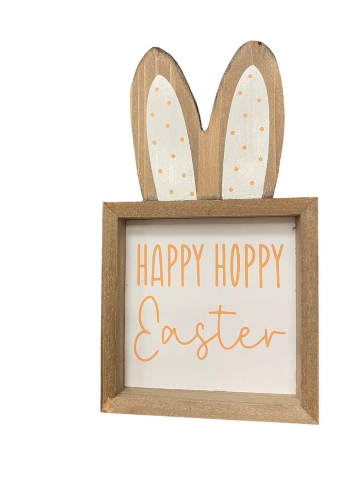 Bunny Plaque Sign - Happy Hoppy Easter