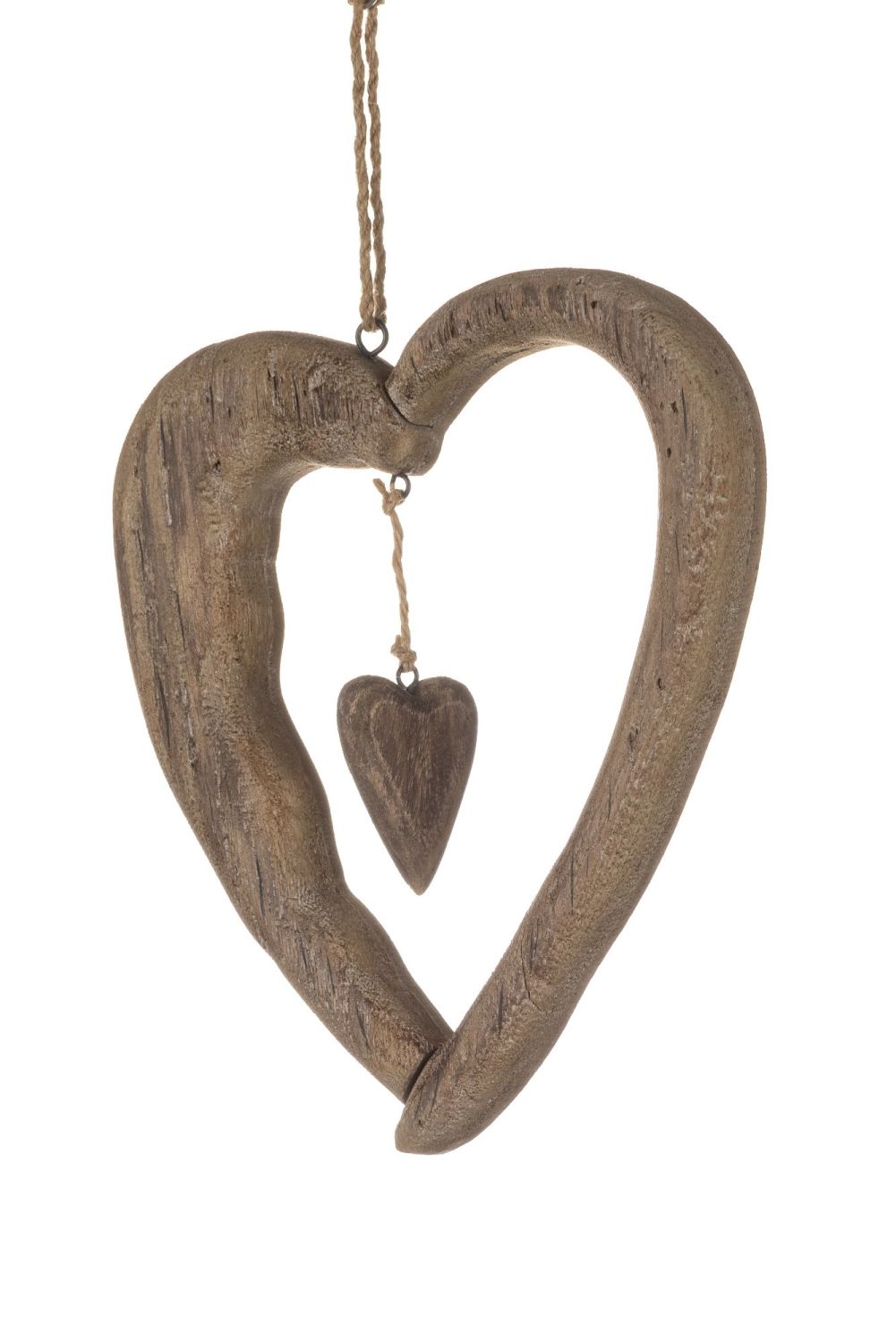 Wooden Heart within a Heart Hanging Decoration