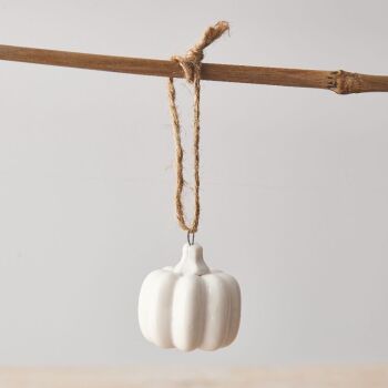White Ceramic Pumpkin Hanger