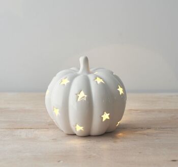 Ceramic Tealight Pumpkin - White