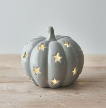 Ceramic Tealight Pumpkin - Grey