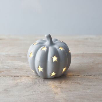 Ceramic LED Small Pumpkin - Grey