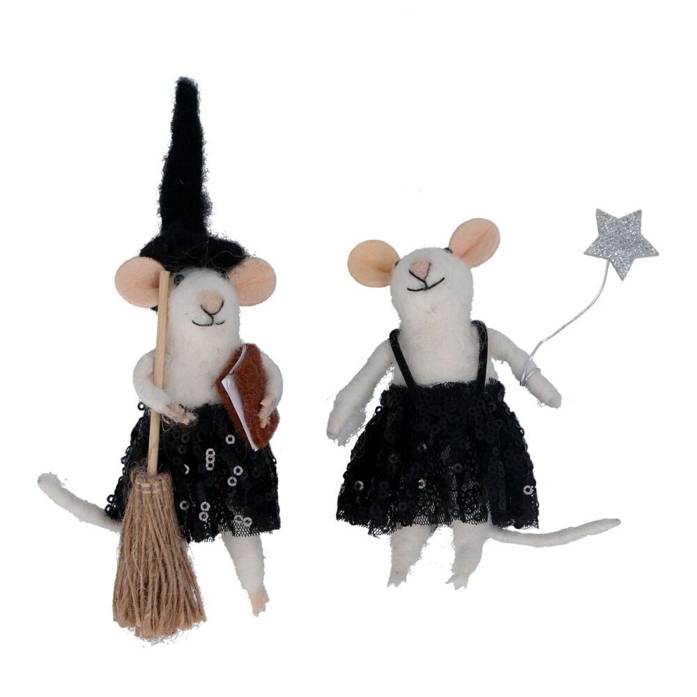 Gisela Graham Set of Two Halloween Felt Mice