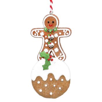 Gisela Graham Gingerbread Man on a Pudding Decoration