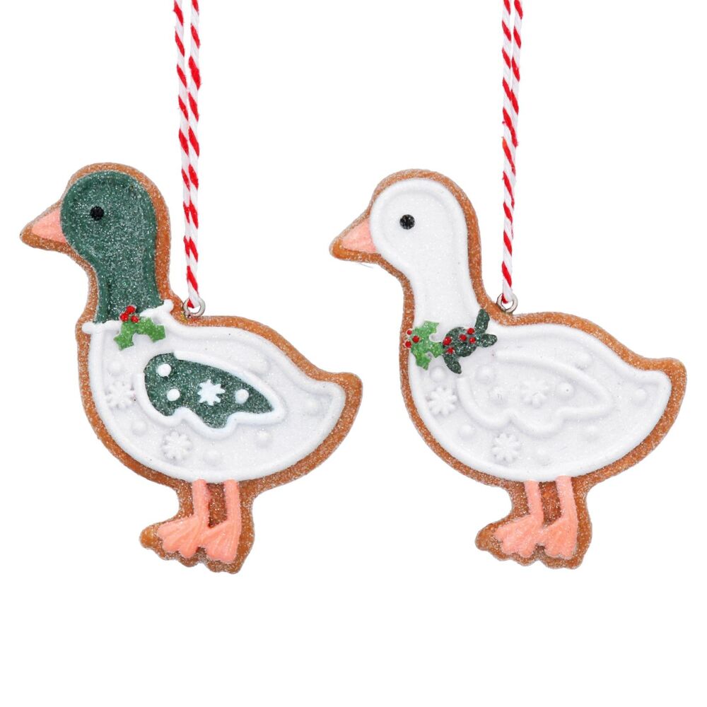 Gisela Graham Gingerbread Duck Decorations - Set of 2