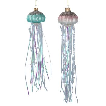 Gisela Graham Glass Tinsel Jellyfish Decoration