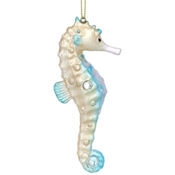 Gisela Graham Blue and Gold Resin Seahorse Decoration