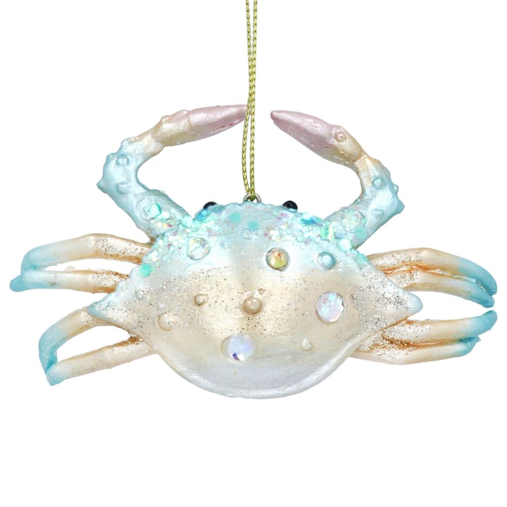 Gisela Graham Blue and Gold Resin Crab Decoration