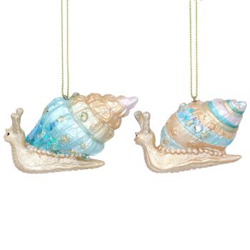 Gisela Graham Blue and Gold Resin Sea Snail Decoration