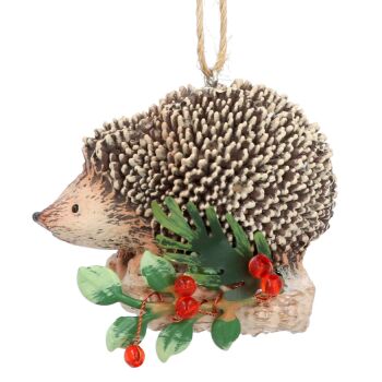 Gisela Graham Hedgehog with Holly Decoration