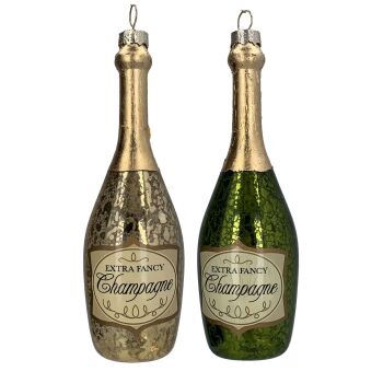 Gisela Graham Glass Champagne Bottle Decoration