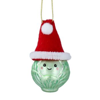 Gisela Graham Glass Sprout with Santa Hat Decoration