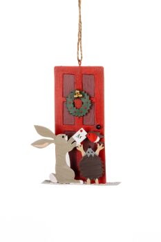 Shoeless Joe Posting a Christmas Card Hanging Decoration