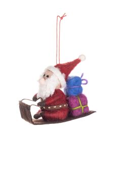 Santa on a Sledge Hanging Decoration