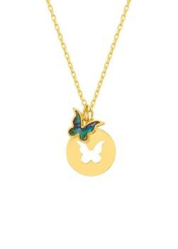 Estella Bartlett Abalone Butterfly Necklace - Gold Plated