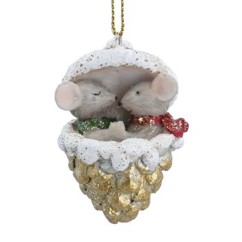 Gisela Graham Mice in a Pinecone Decoration