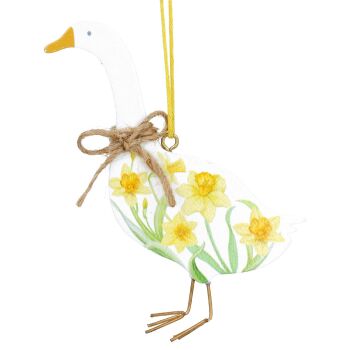 Gisela Graham Wooden Daffodil Goose Decoration