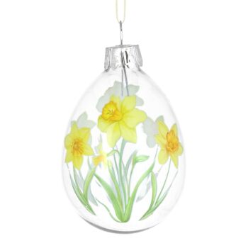Gisela Graham Daffodil Glass Egg Decoration
