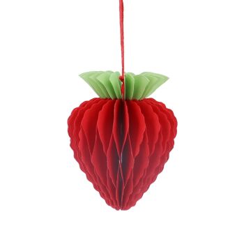 Gisela Graham Honeycomb Paper Strawberry Decoration - Small