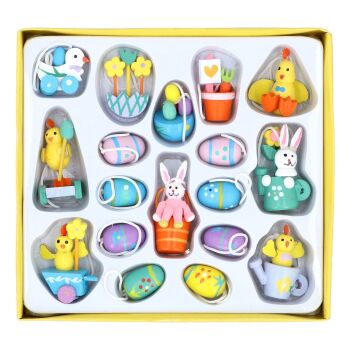 Gisela Graham Box of 18 Mini Wooden Easter Decorations
