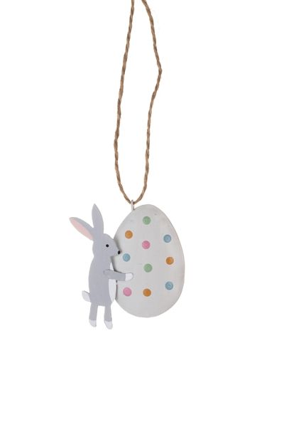 Bunny with Multi Spot Egg Hanging Decoration