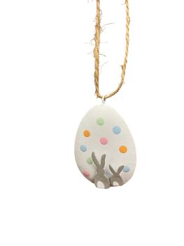 Bunnies and Spotty Egg Hanging Decoration