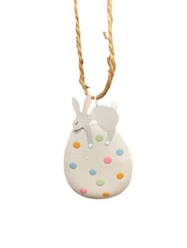 Hush Bunny on Spotty Egg Hanging Decoration