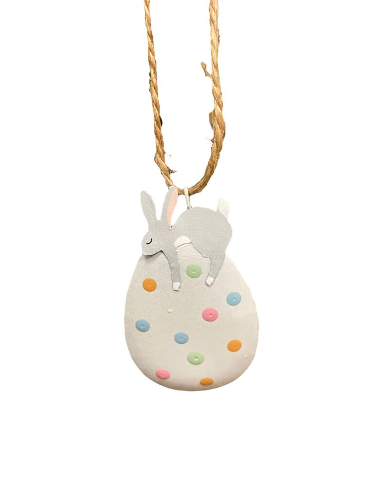 Hush Bunny on Spotty Egg Hanging Decoration