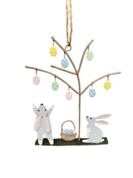 Bunnies with Easter Tree Decoration