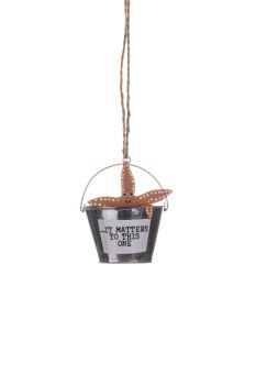 Starfish in a Bucket Hanging Ornament