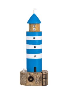 Wooden Lighthouse Ornament - Blue