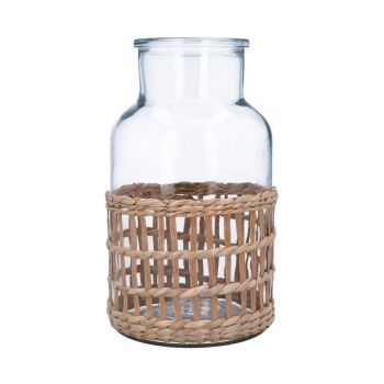 Gisela Graham Glass Rattan Vase
