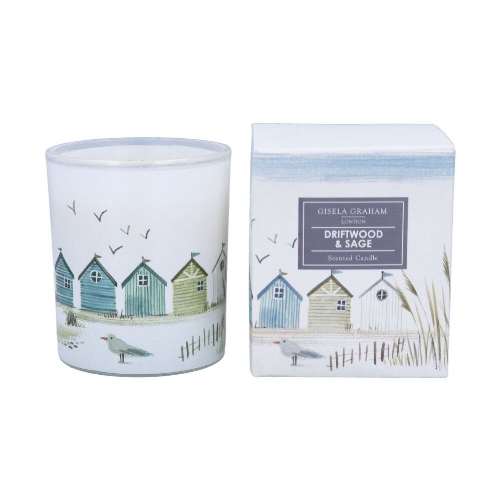 Gisela Graham Beach Hut Boxed Candle - Driftwood and Sage