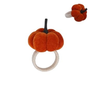 Gisela Graham Velvet Pumpkin Napkin Ring - Orange