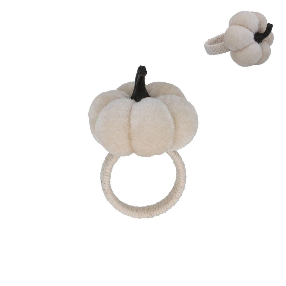 Gisela Graham Velvet Pumpkin Napkin Ring - White