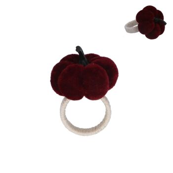 Gisela Graham Velvet Pumpkin Napkin Ring - Burgundy