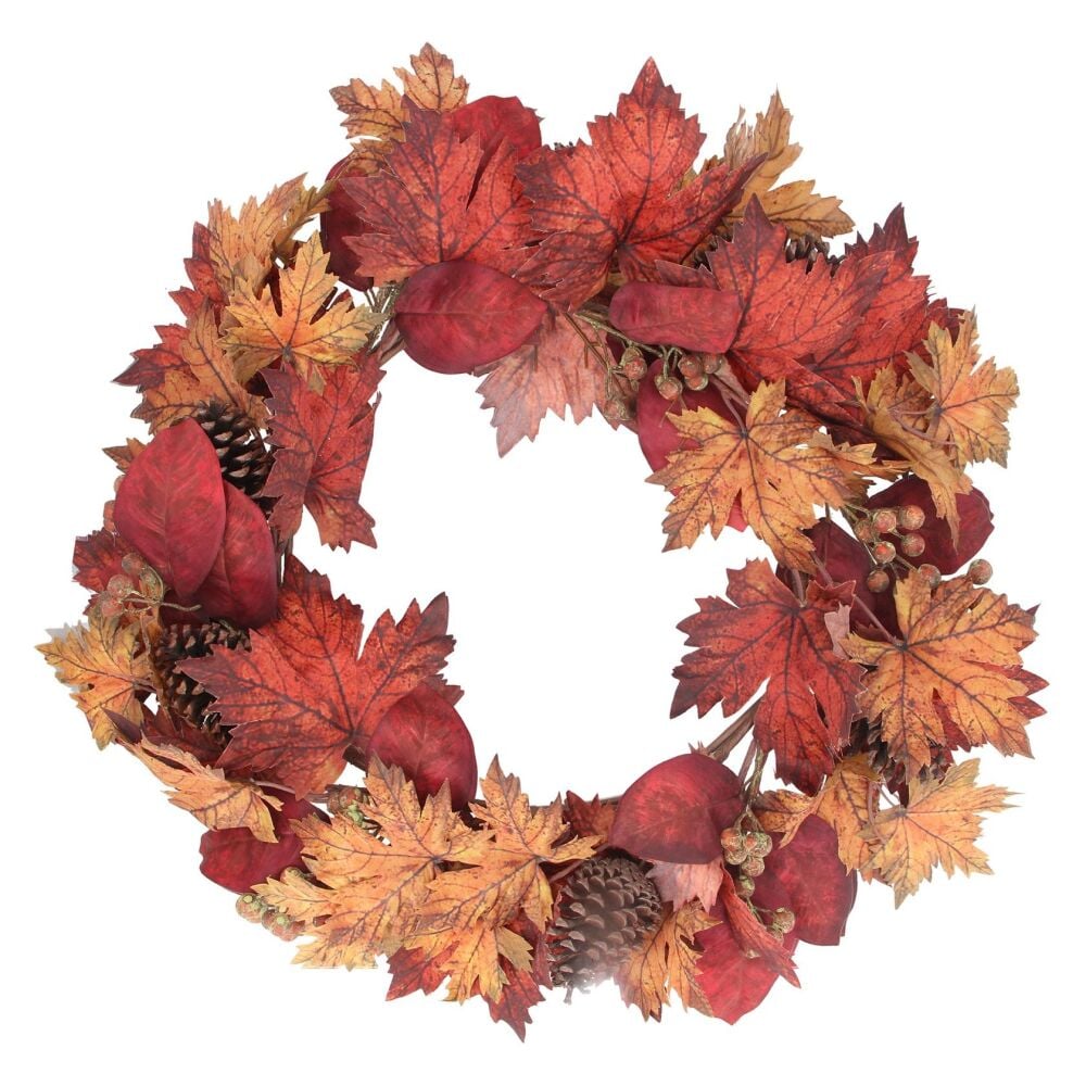 Gisela Graham Autumn Maple and Cone Wreath