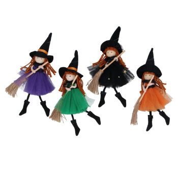 Gisela Graham Coloured Skirted Witch Decorations