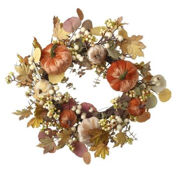 Autumnal Velvet Pumpkin Wreath