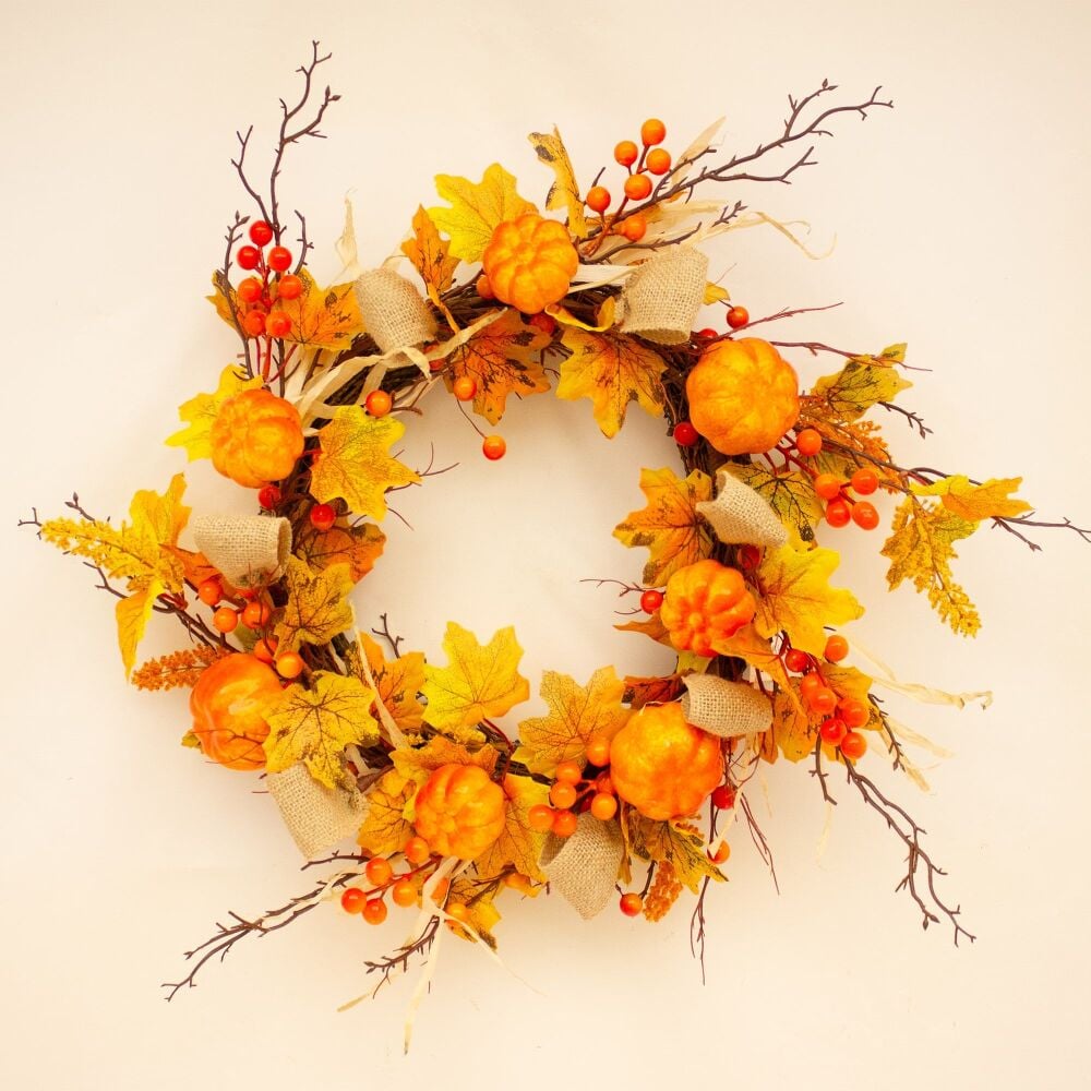 Pumpkin Autumnal Foliage Wreath