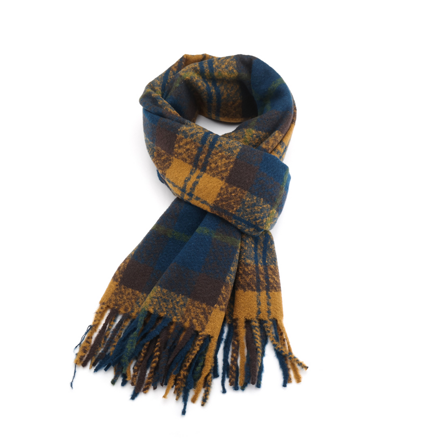 Zoe Tartan Scarf in Navy