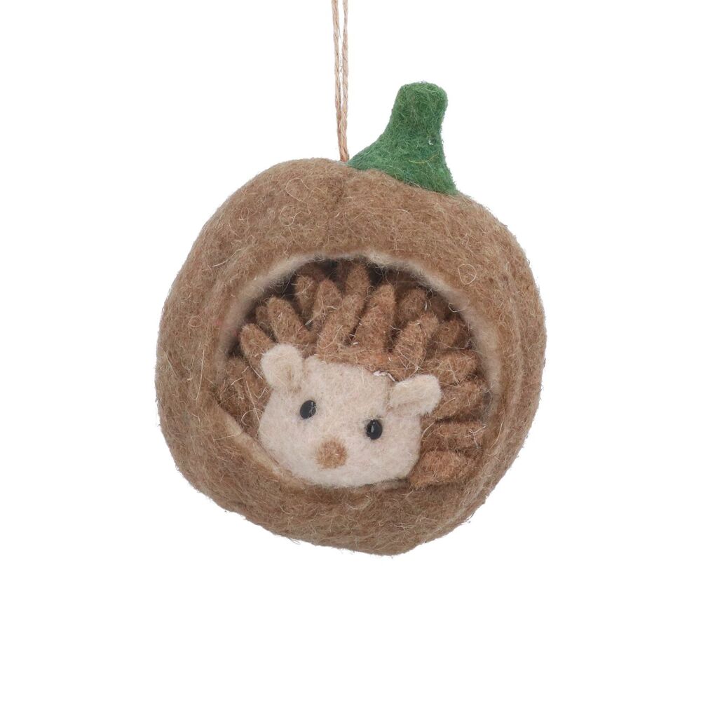 Wool Hedgehog in a Nutshell Decoration