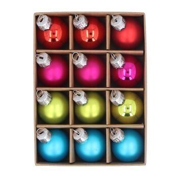 Graham Graham  Mini Glass Baubles Bright Mix - Box of 12