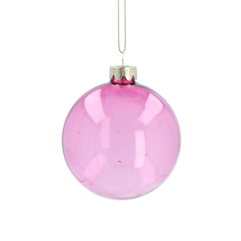 Gisela Graham Clear Pink Glass Bauble