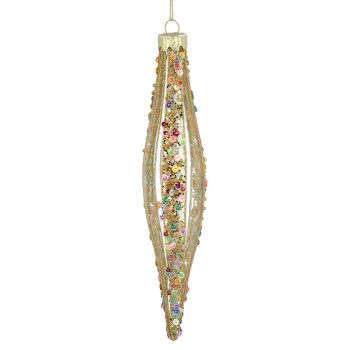 Gisela Graham Multi Sequin Glass Teardrop Decoration