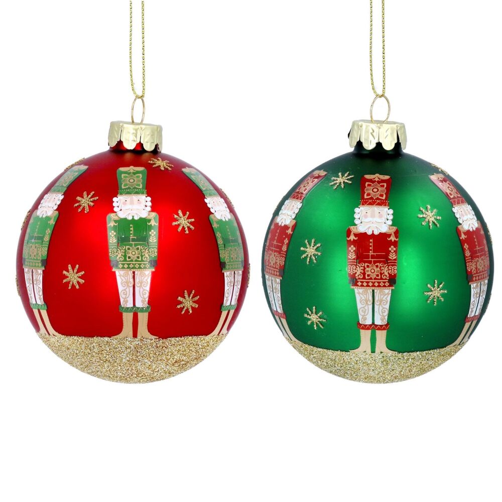 Gisela Graham Nutcracker Glass Bauble - 2 Assorted