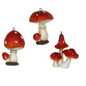 Gisela Graham Toadstool Decorations - Set of 3