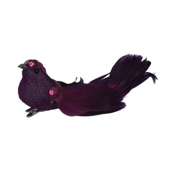 Gisela Graham Purple Sparkle Clip Bird