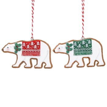Gisela Graham Iced Gingerbread Polar Bears - Set of 2